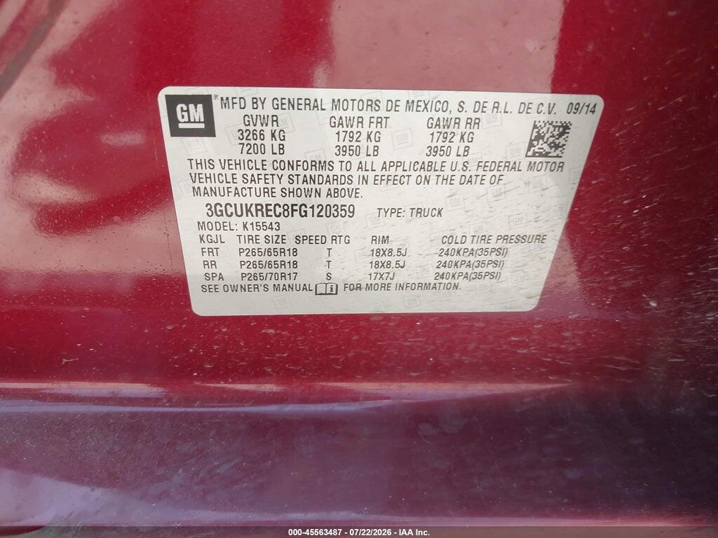 3GCUKREC8FG120359 2015 CHEVROLET SILVERADO 1500 photo no. 9