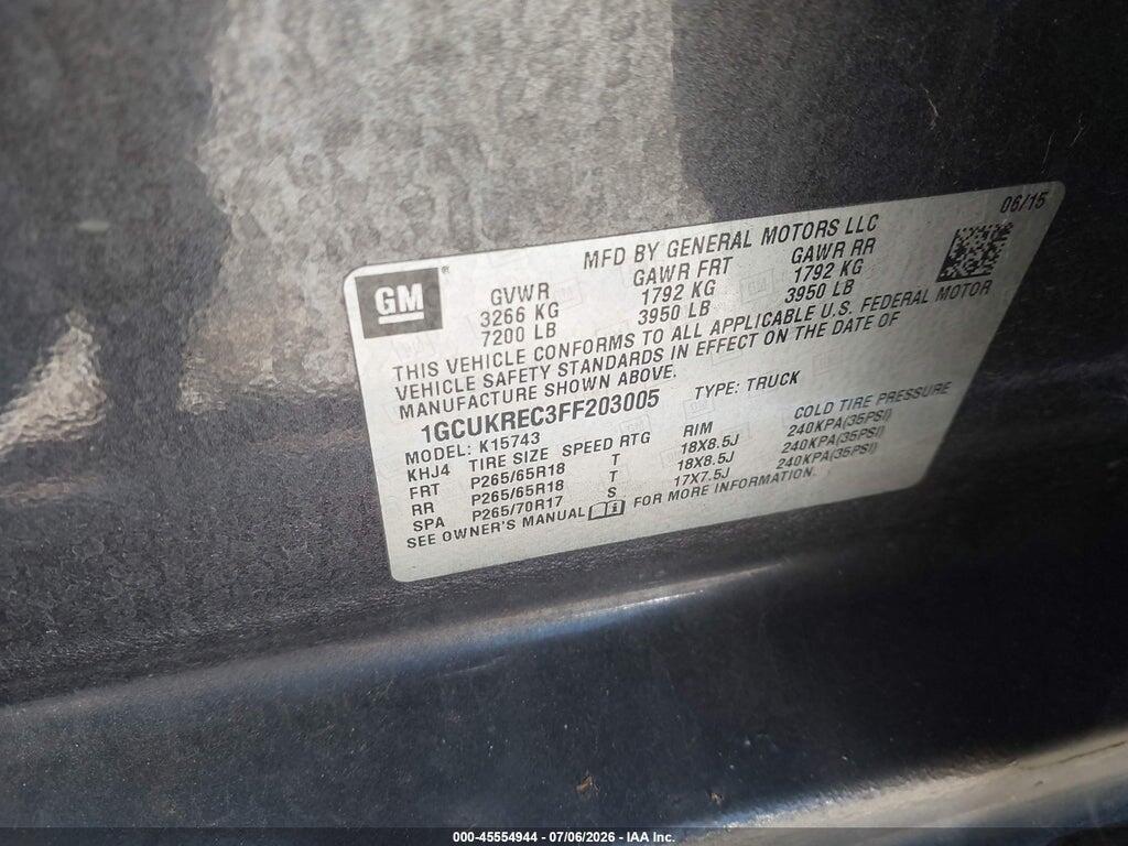 1GCUKREC3FF203005 2015 CHEVROLET SILVERADO 1500 photo no. 9