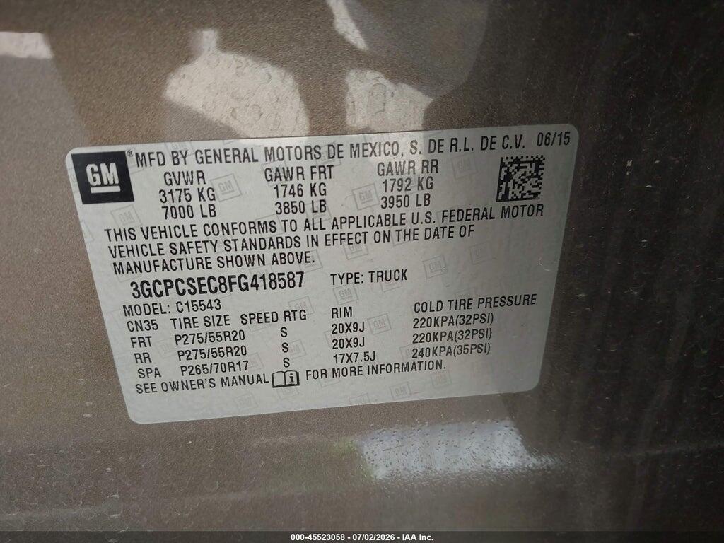 3GCPCSEC8FG418587 2015 CHEVROLET SILVERADO 1500 photo no. 9
