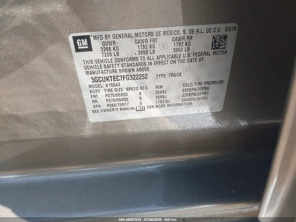 3GCUKTEC7FG322252 2015 CHEVROLET SILVERADO 1500 photo no. 9