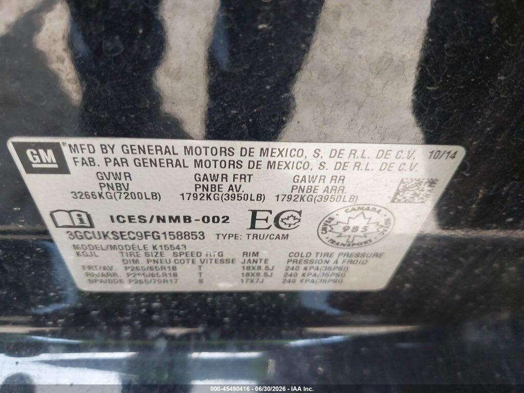 3GCUKSEC9FG158853 2015 CHEVROLET SILVERADO 1500 photo no. 9