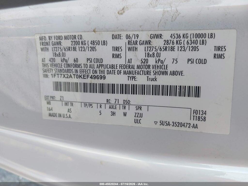1FT7X2AT0KEF49699 2019 FORD F-250 photo no. 8