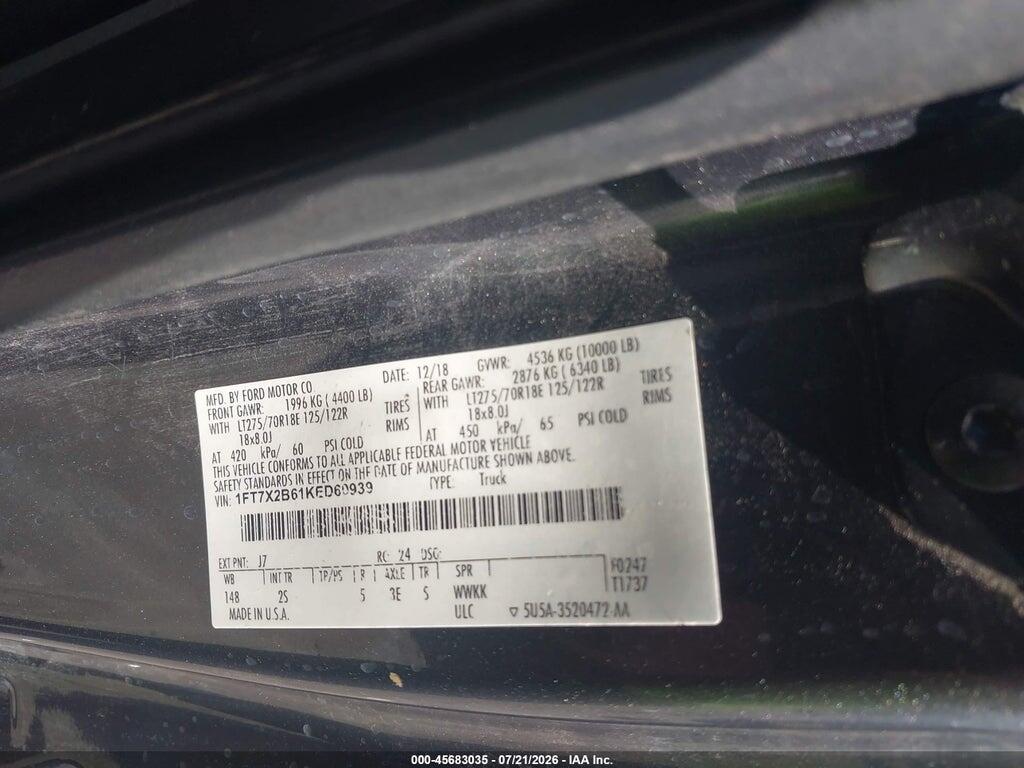 1FT7X2B61KED60939 2019 FORD F-250 photo no. 9