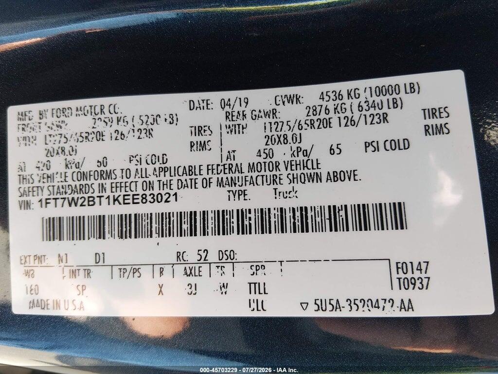 1FT7W2BT1KEE83021 2019 FORD F-250 photo no. 9