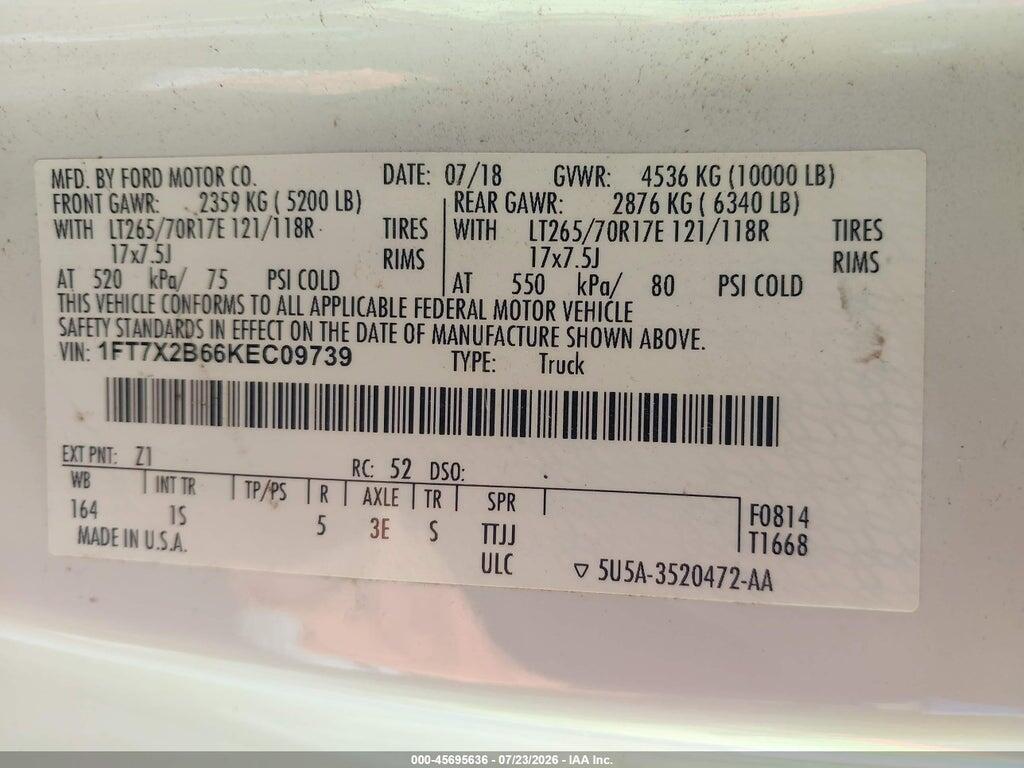 1FT7X2B66KEC09739 2019 FORD F-250 photo no. 9