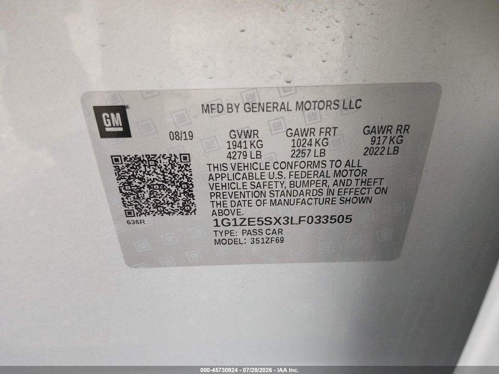 1G1ZE5SX3LF033505 2020 CHEVROLET MALIBU photo no. 9