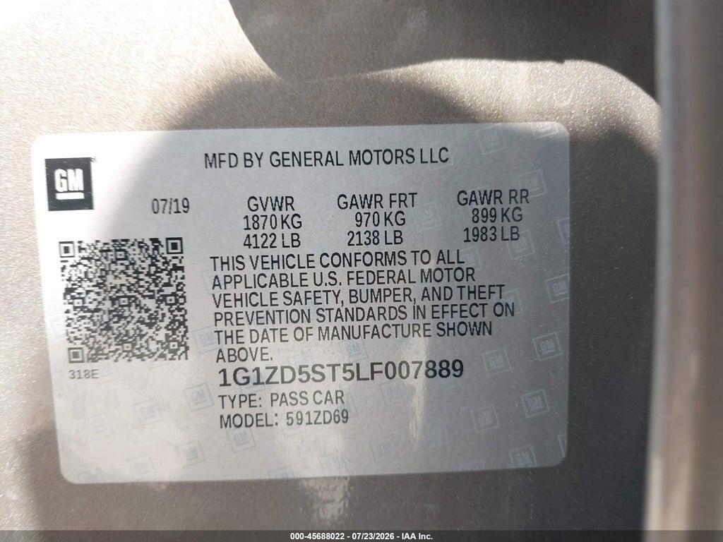 1G1ZD5ST5LF007889 2020 CHEVROLET MALIBU photo no. 9