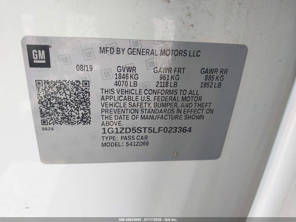 1G1ZD5ST5LF023364 2020 CHEVROLET MALIBU photo no. 9