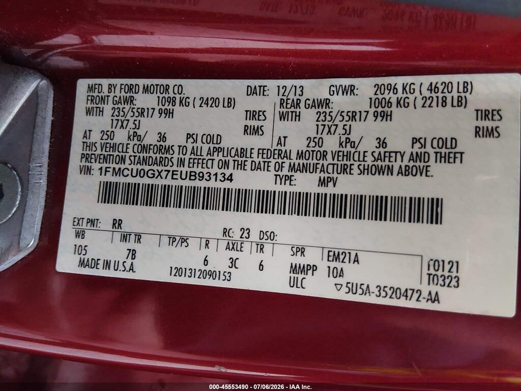 1FMCU0GX7EUB93134 2014 FORD ESCAPE photo no. 9