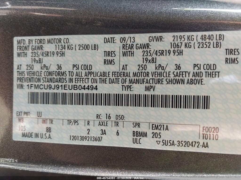 1FMCU9J91EUB04494 2014 FORD ESCAPE photo no. 9