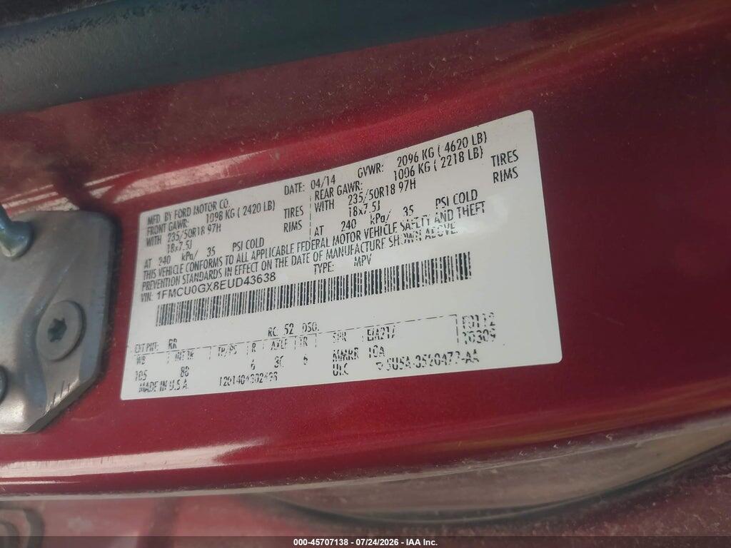 1FMCU0GX8EUD43638 2014 FORD ESCAPE photo no. 9