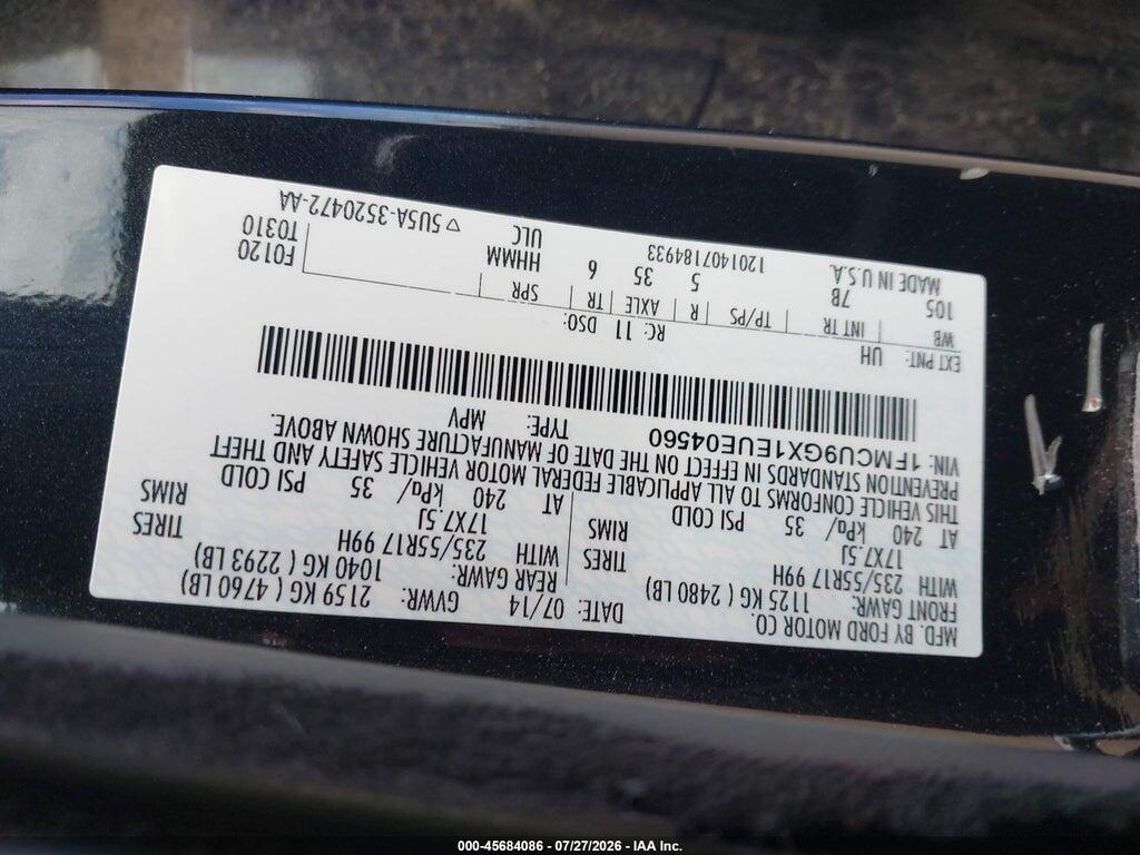 1FMCU9GX1EUE04560 2014 FORD ESCAPE photo no. 9