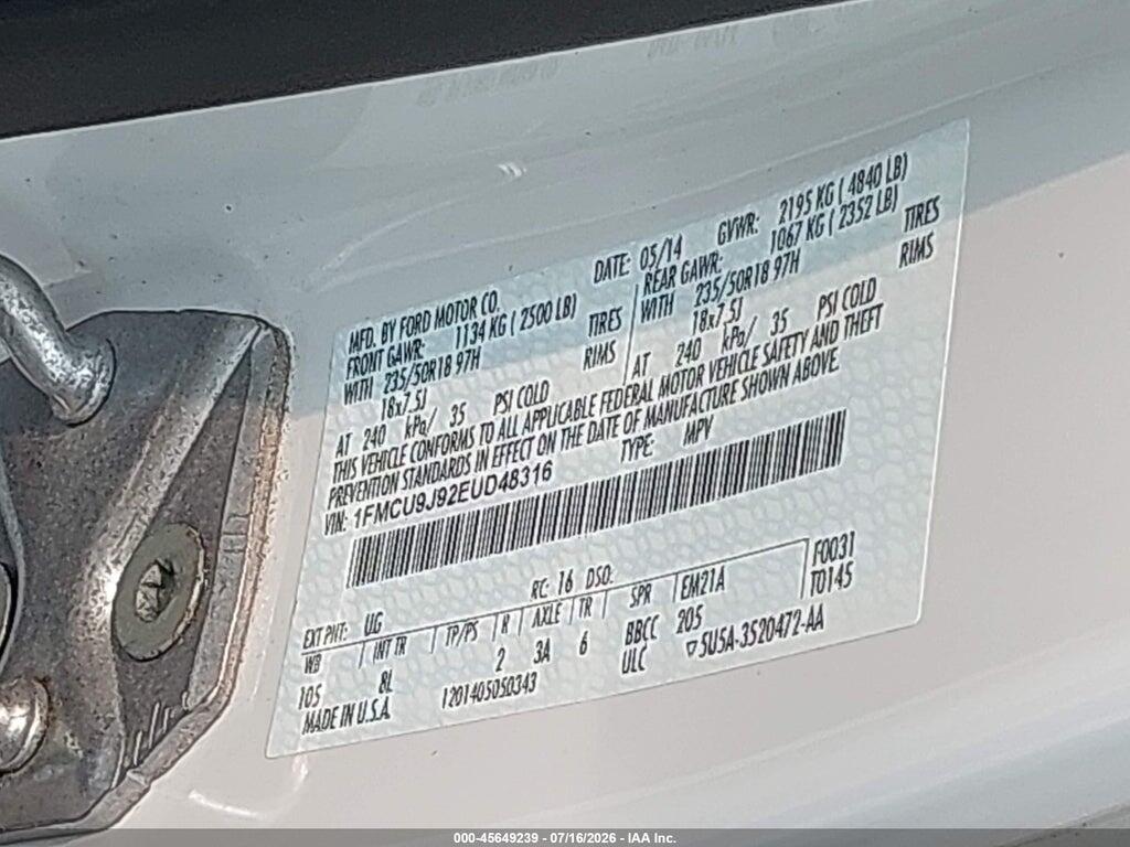 1FMCU9J92EUD48316 2014 FORD ESCAPE photo no. 9