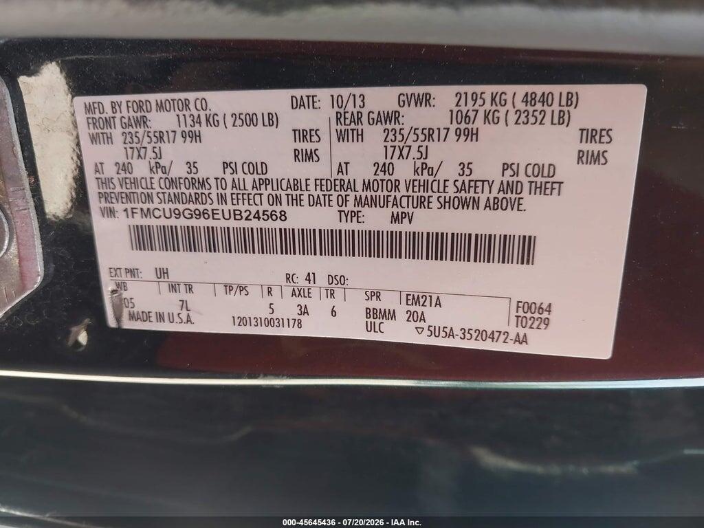 1FMCU9G96EUB24568 2014 FORD ESCAPE photo no. 9