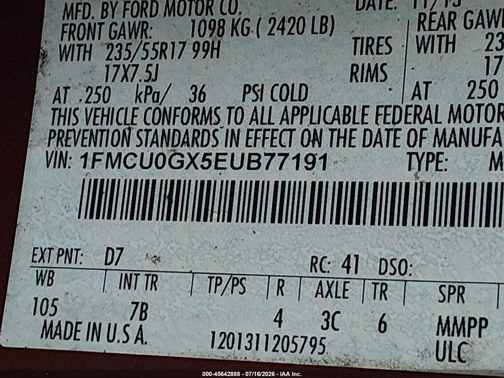 1FMCU0GX5EUB77191 2014 FORD ESCAPE photo no. 9