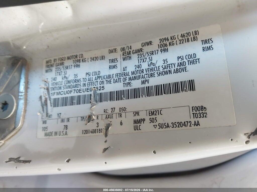 1FMCU0F70EUE07625 2014 FORD ESCAPE photo no. 9