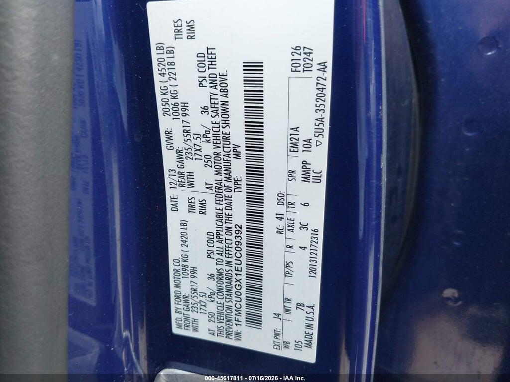 1FMCU0GX1EUC09392 2014 FORD ESCAPE photo no. 9