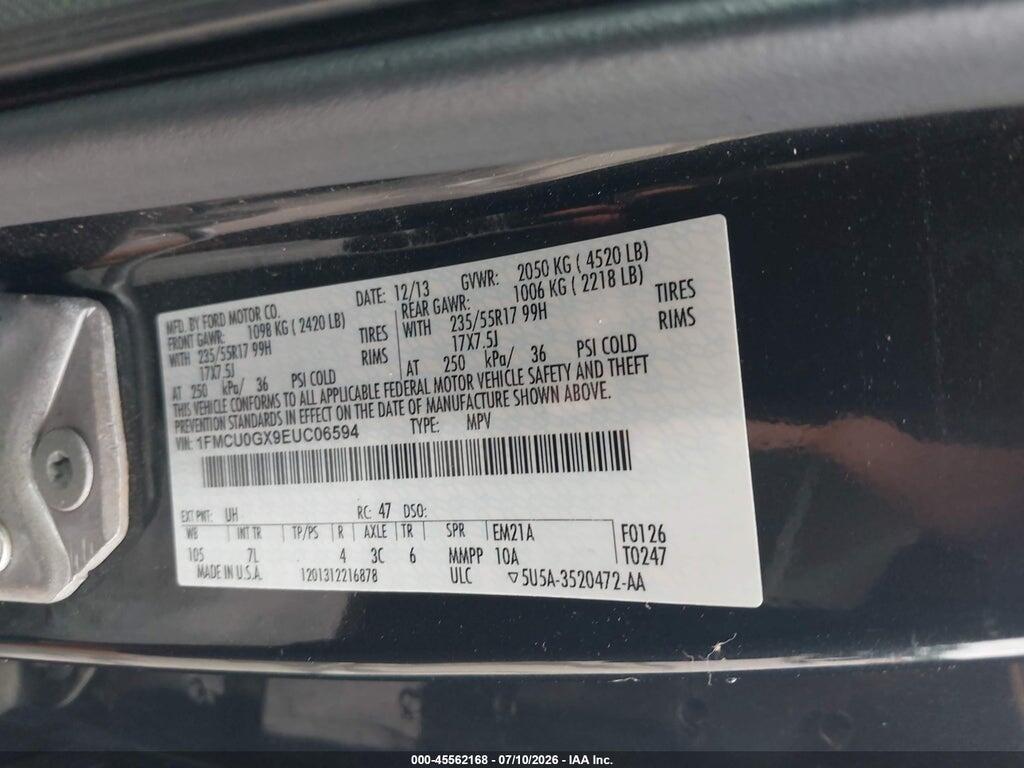 1FMCU0GX9EUC06594 2014 FORD ESCAPE photo no. 9