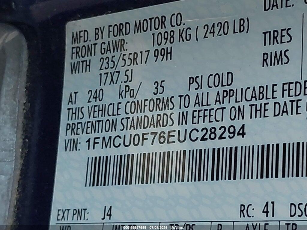 1FMCU0F76EUC28294 2014 FORD ESCAPE photo no. 9