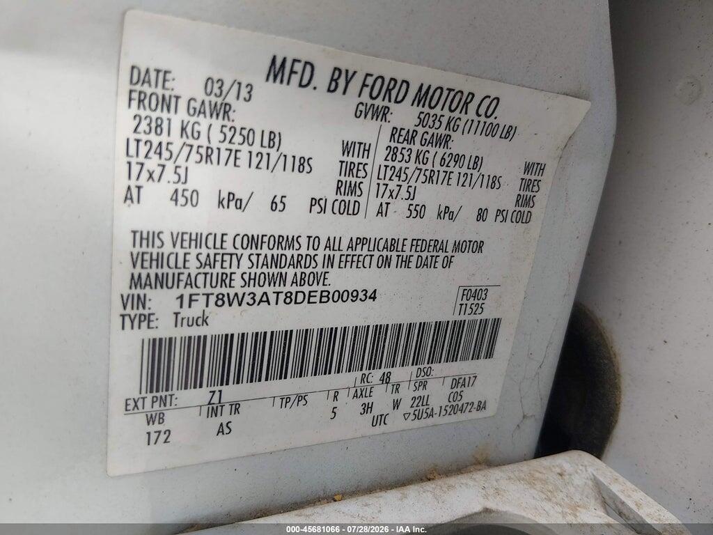 1FT8W3AT8DEB00934 2013 FORD SUPER DUTY F-350 SRW photo no. 8