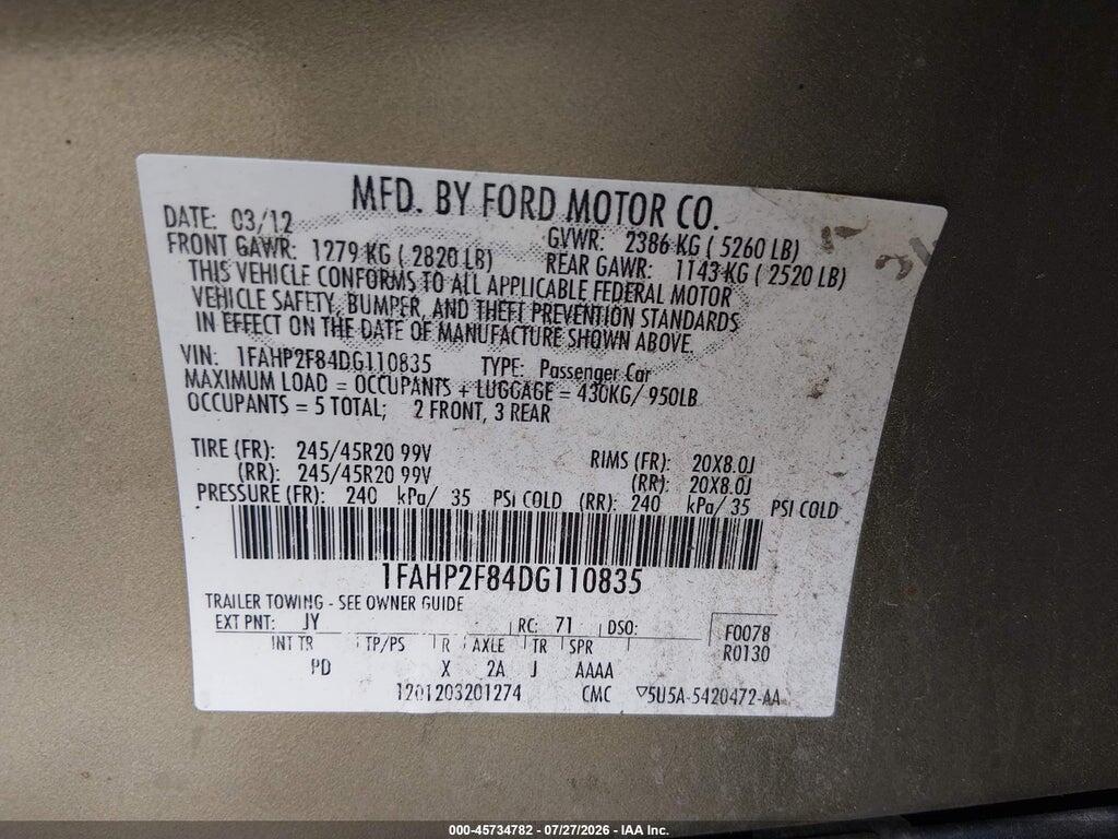 1FAHP2F84DG110835 2013 FORD TAURUS photo no. 9