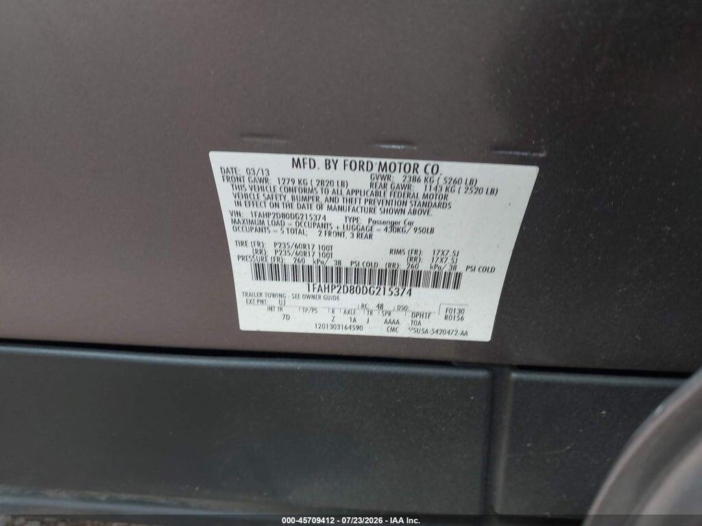 1FAHP2D80DG215374 2013 FORD TAURUS photo no. 9