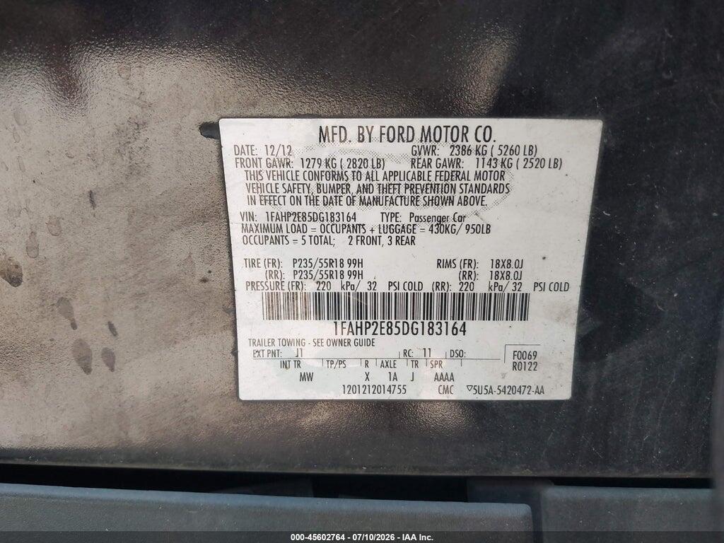 1FAHP2E85DG183164 2013 FORD TAURUS photo no. 9