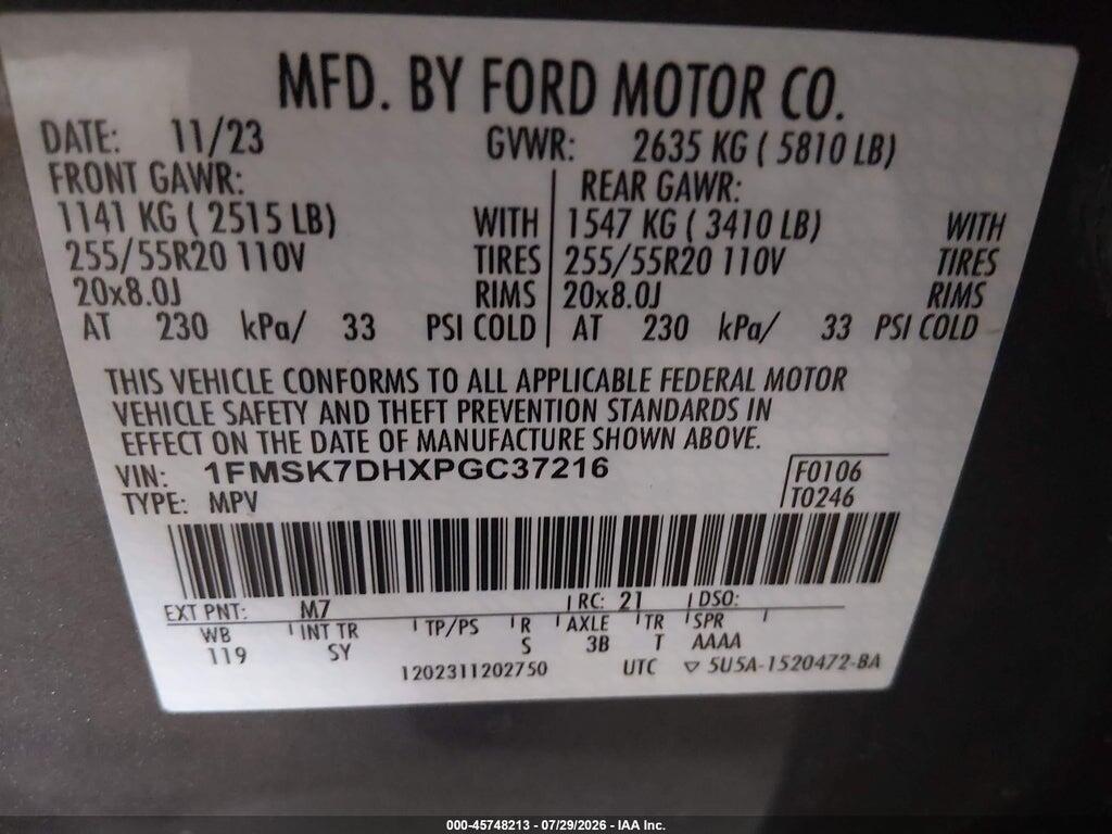 1FMSK7DHXPGC37216 2023 FORD EXPLORER photo no. 9