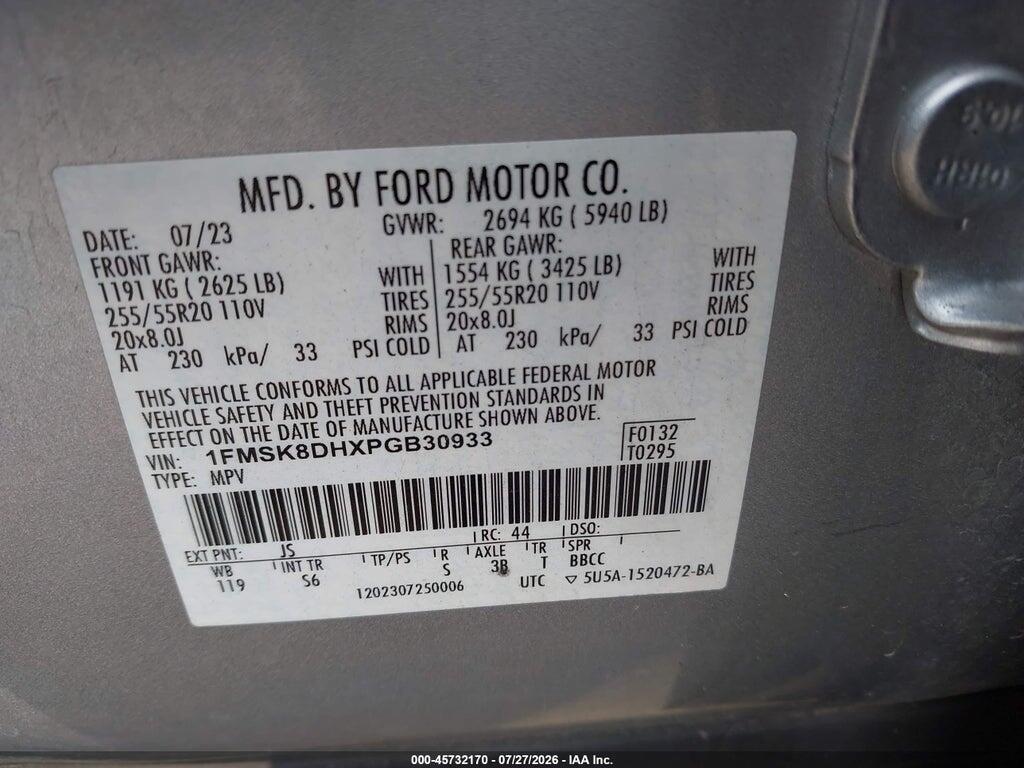 1FMSK8DHXPGB30933 2023 FORD EXPLORER photo no. 9