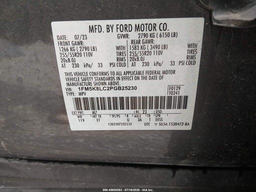 1FM5K8LC2PGB25230 2023 FORD EXPLORER photo no. 9