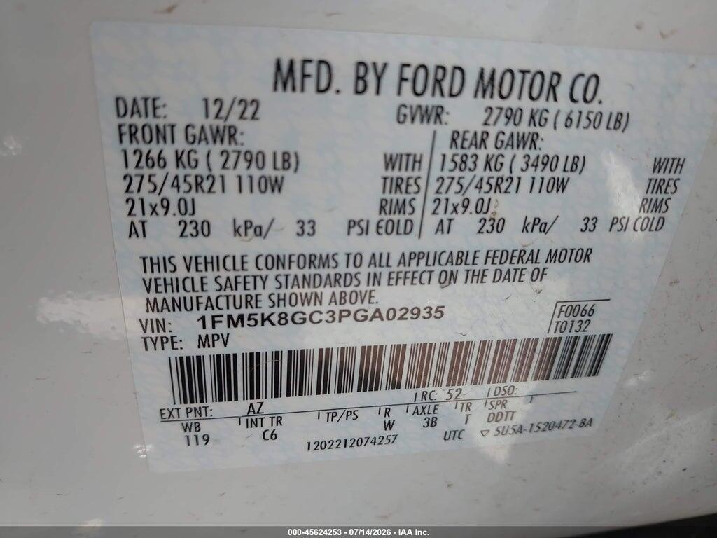 1FM5K8GC3PGA02935 2023 FORD EXPLORER photo no. 9