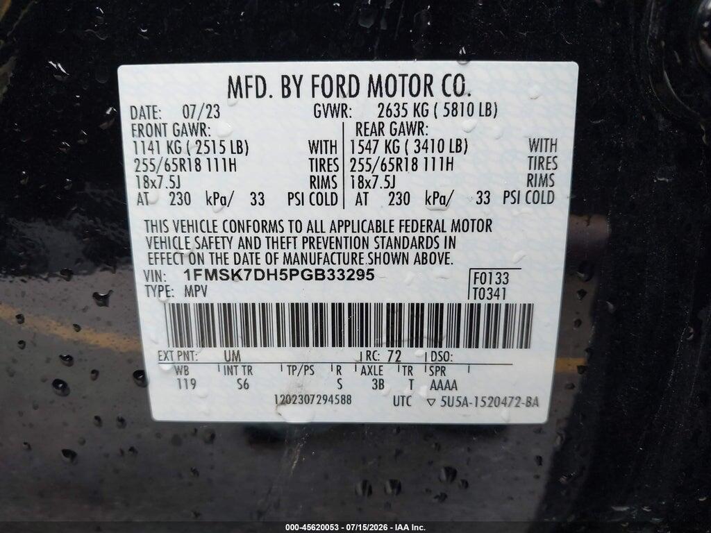 1FMSK7DH5PGB33295 2023 FORD EXPLORER photo no. 9