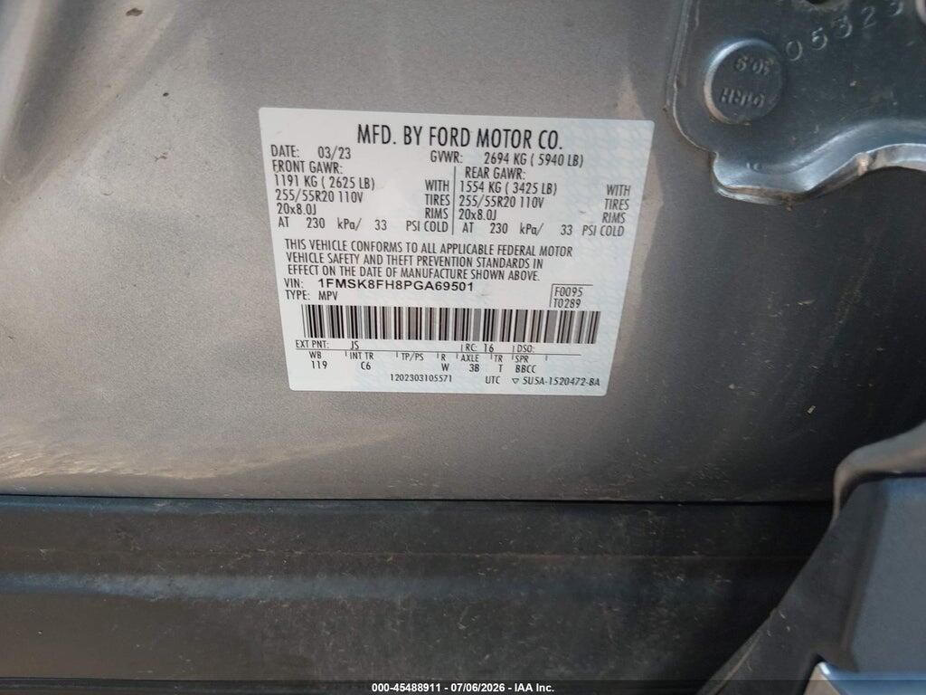 1FMSK8FH8PGA69501 2023 FORD EXPLORER photo no. 9