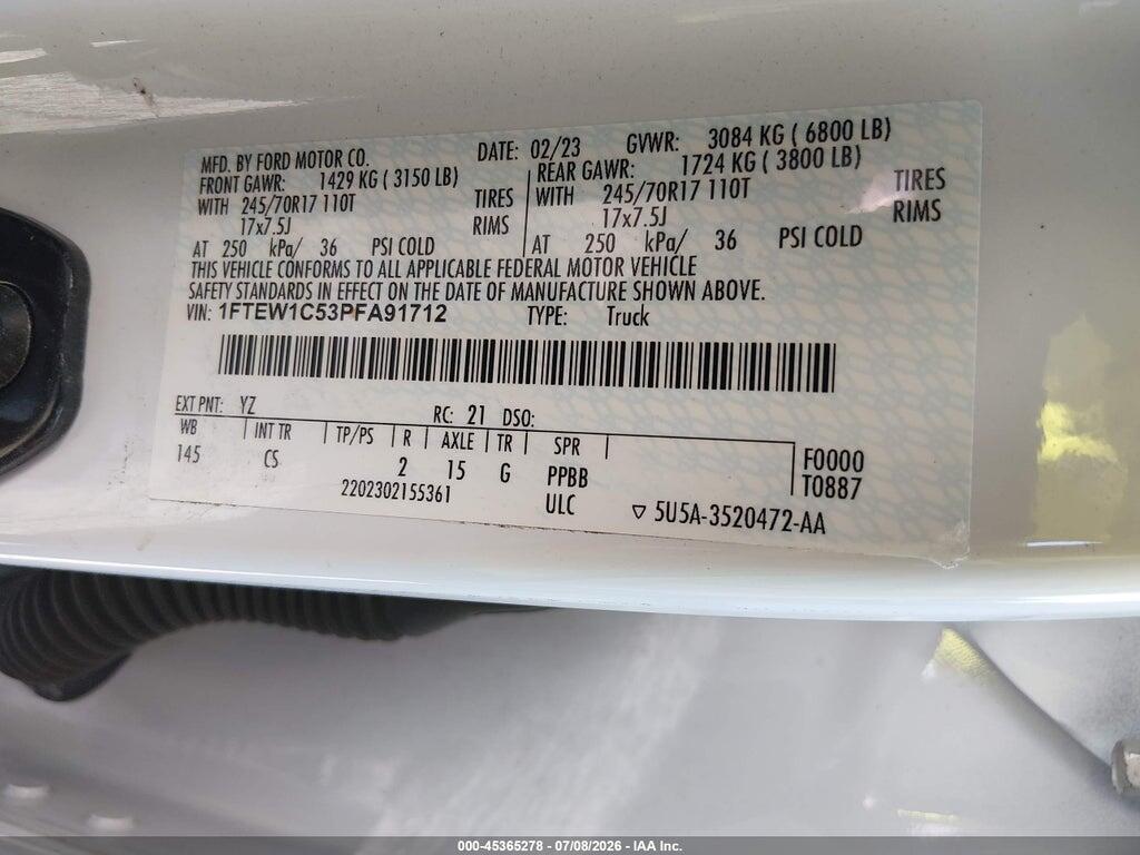 1FTEW1C53PFA91712 2023 FORD F-150 photo no. 9