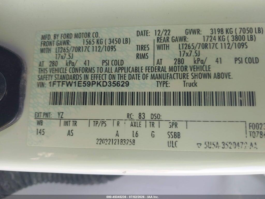 1FTFW1E59PKD35629 2023 FORD F-150 photo no. 9