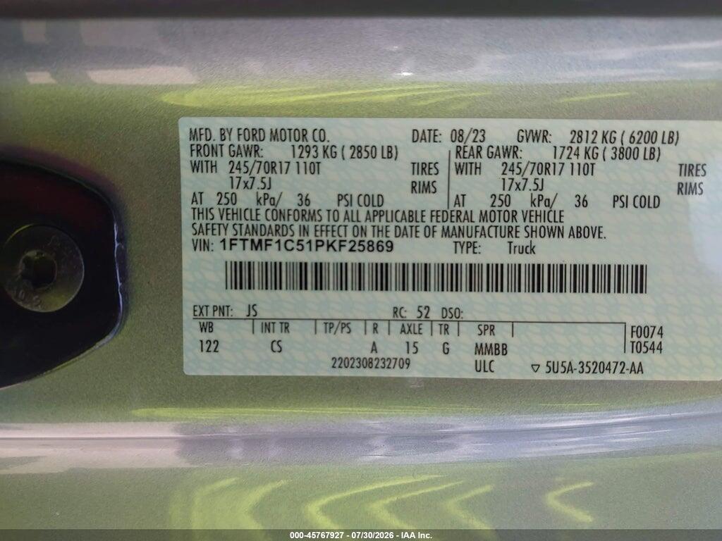 1FTMF1C51PKF25869 2023 FORD F-150 photo no. 9