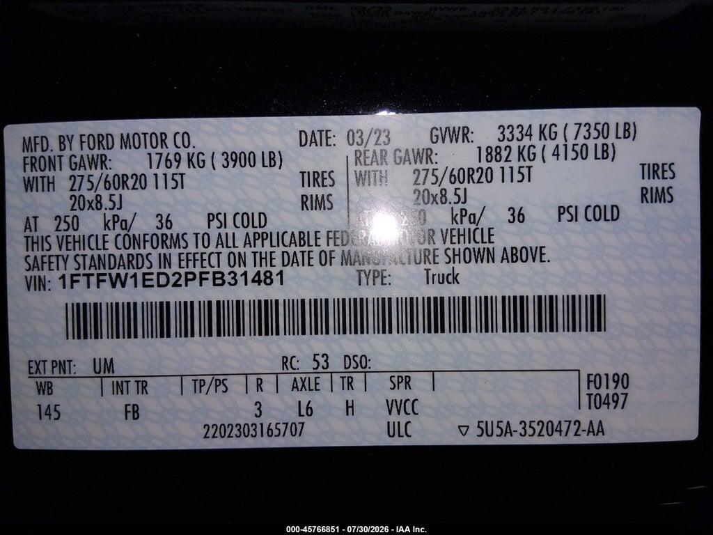 1FTFW1ED2PFB31481 2023 FORD F-150 photo no. 9