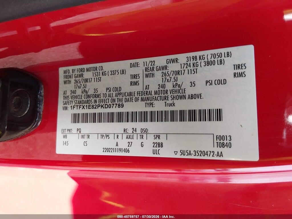1FTFX1E82PKD07789 2023 FORD F-150 photo no. 9