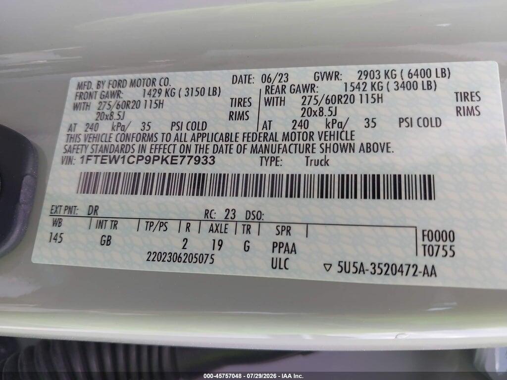 1FTEW1CP9PKE77933 2023 FORD F-150 photo no. 9