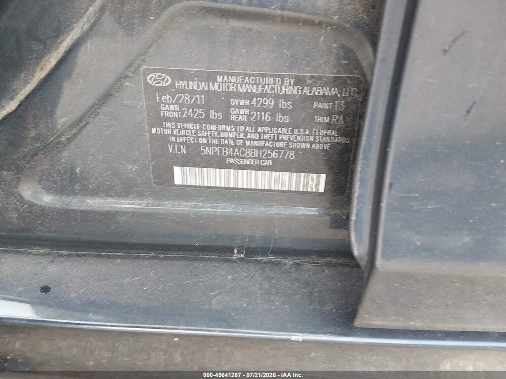 5NPEB4AC8BH256778 2011 HYUNDAI SONATA photo no. 9