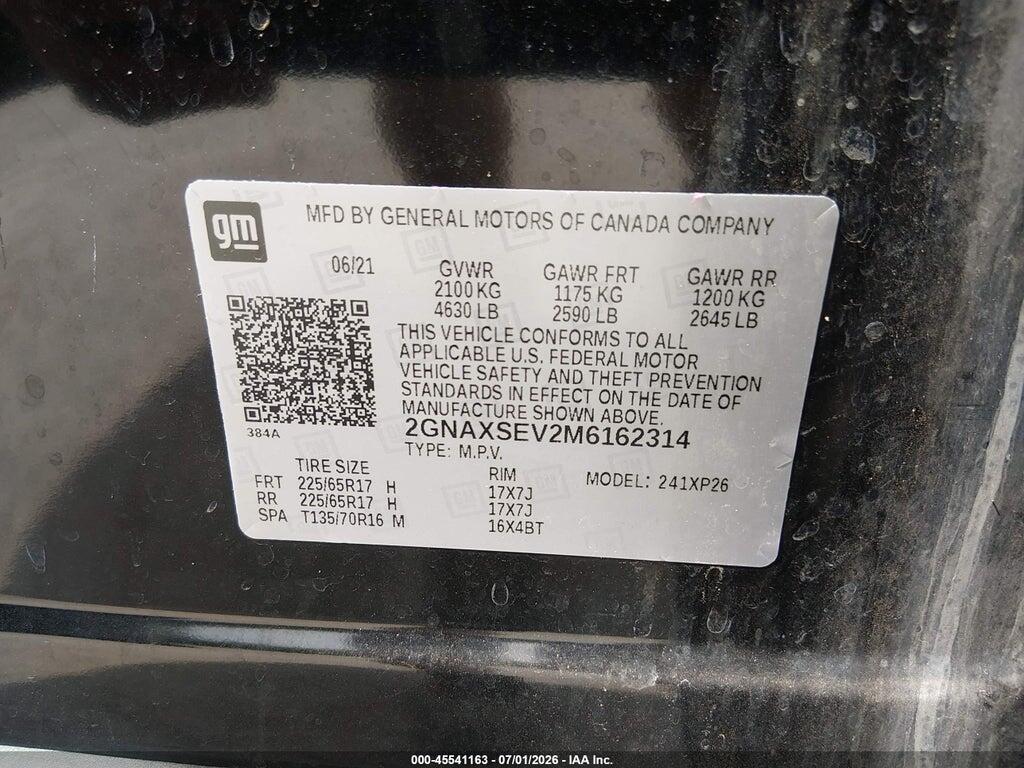 2GNAXSEV2M6162314 2021 CHEVROLET EQUINOX photo no. 9