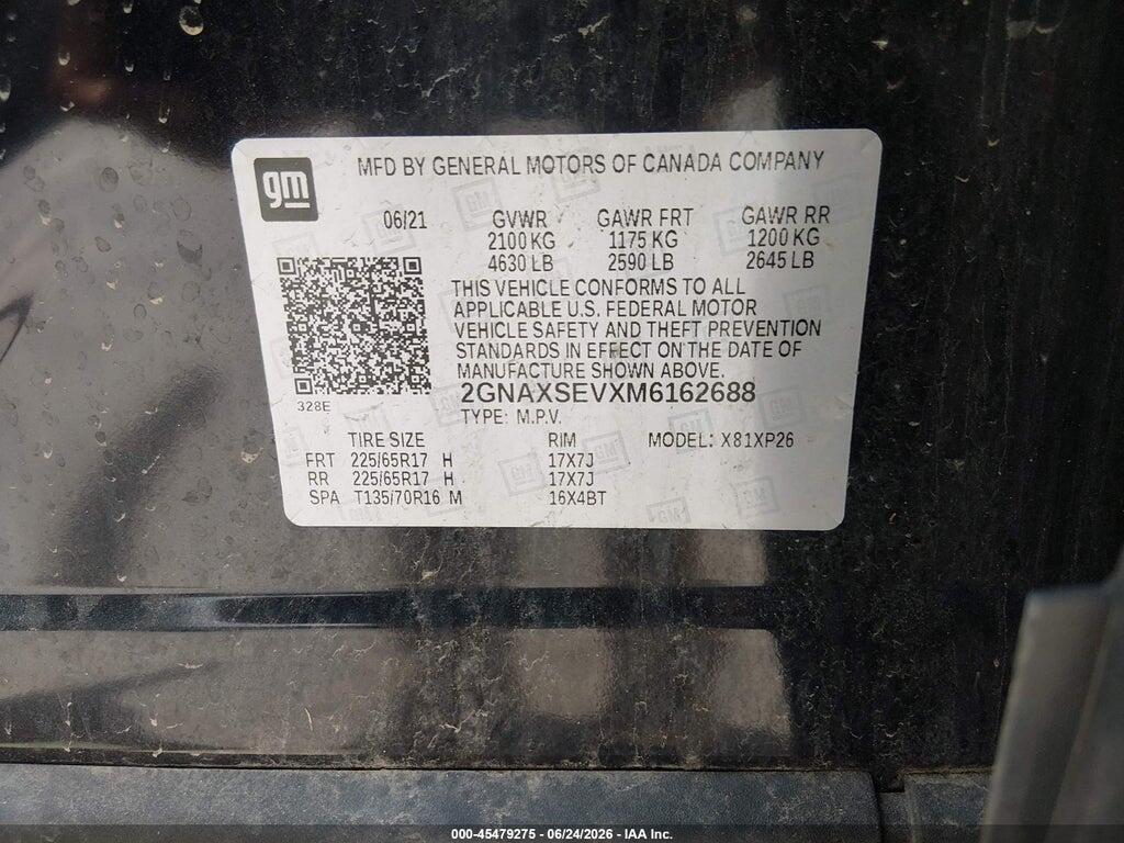 2GNAXSEVXM6162688 2021 CHEVROLET EQUINOX photo no. 9
