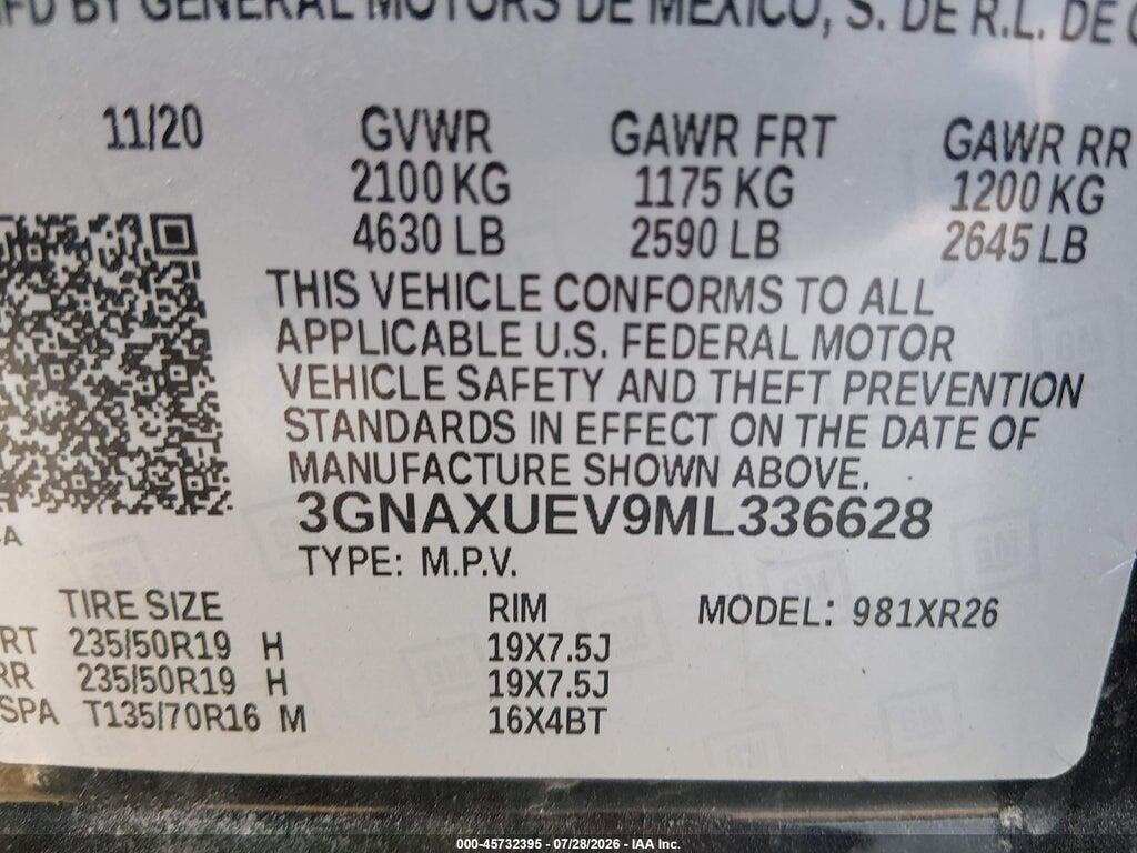 3GNAXUEV9ML336628 2021 CHEVROLET EQUINOX photo no. 9