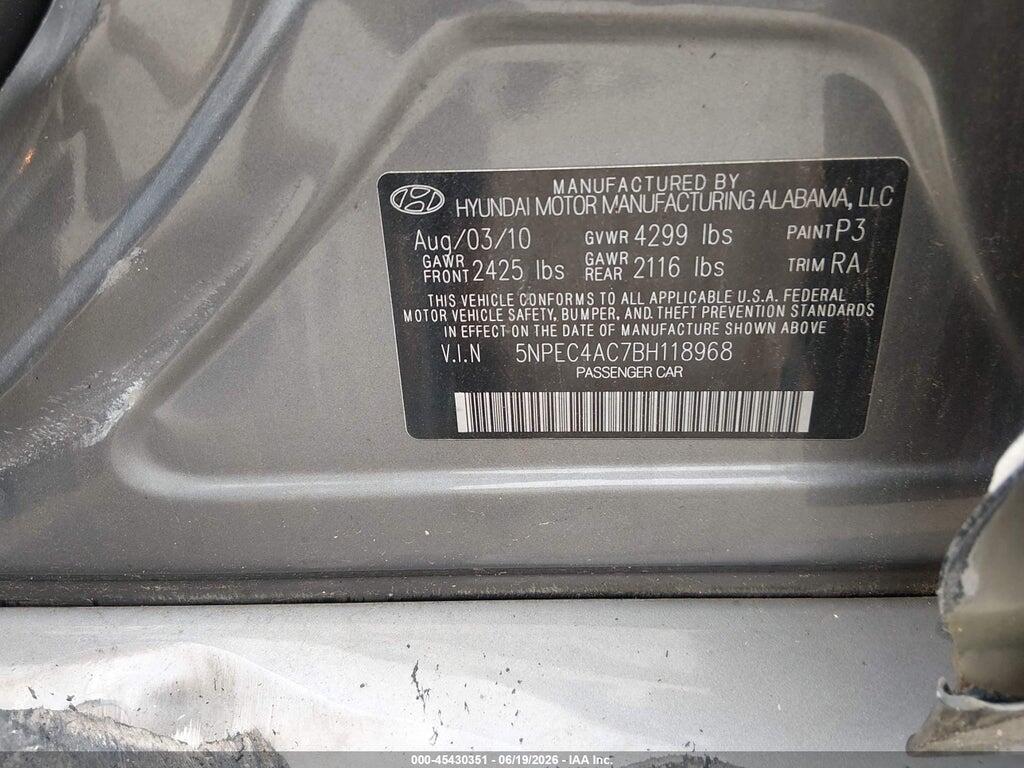 5NPEC4AC7BH118968 2011 HYUNDAI SONATA photo no. 9