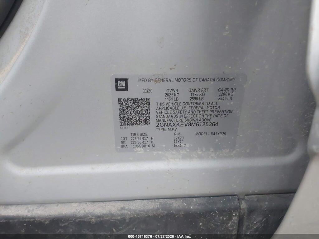 2GNAXKEV8M6125364 2021 CHEVROLET EQUINOX photo no. 9