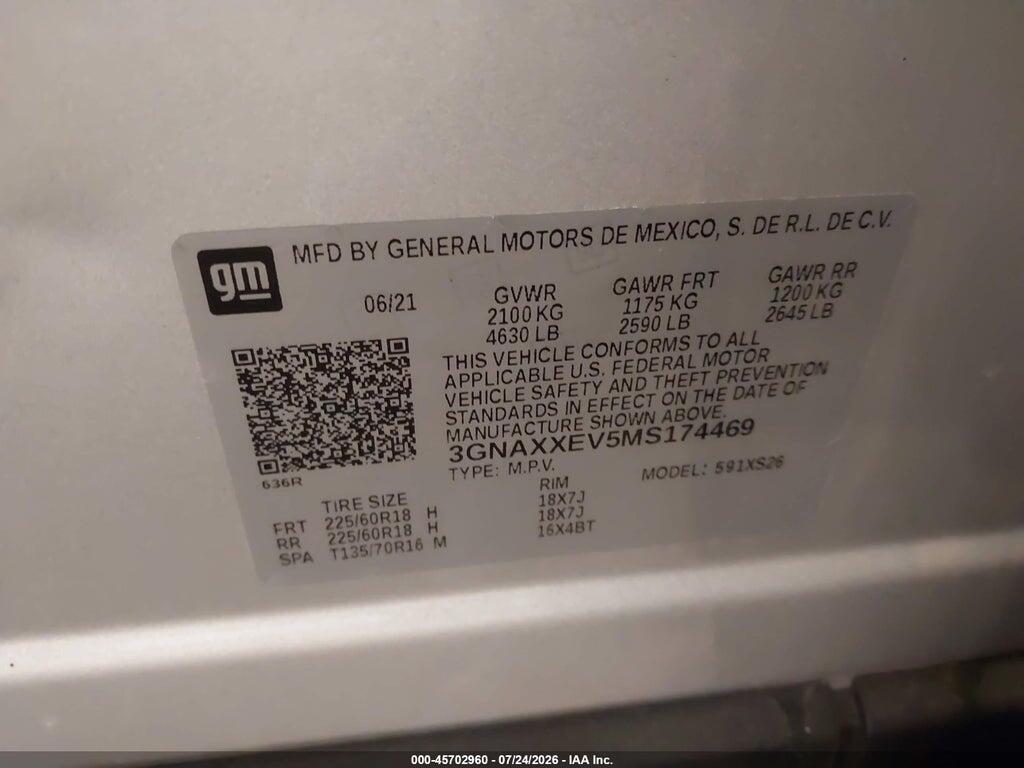 3GNAXXEV5MS174469 2021 CHEVROLET EQUINOX photo no. 9