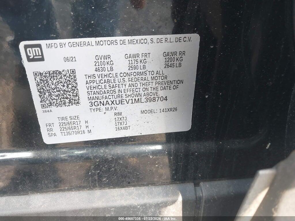 3GNAXUEV1ML398704 2021 CHEVROLET EQUINOX photo no. 9