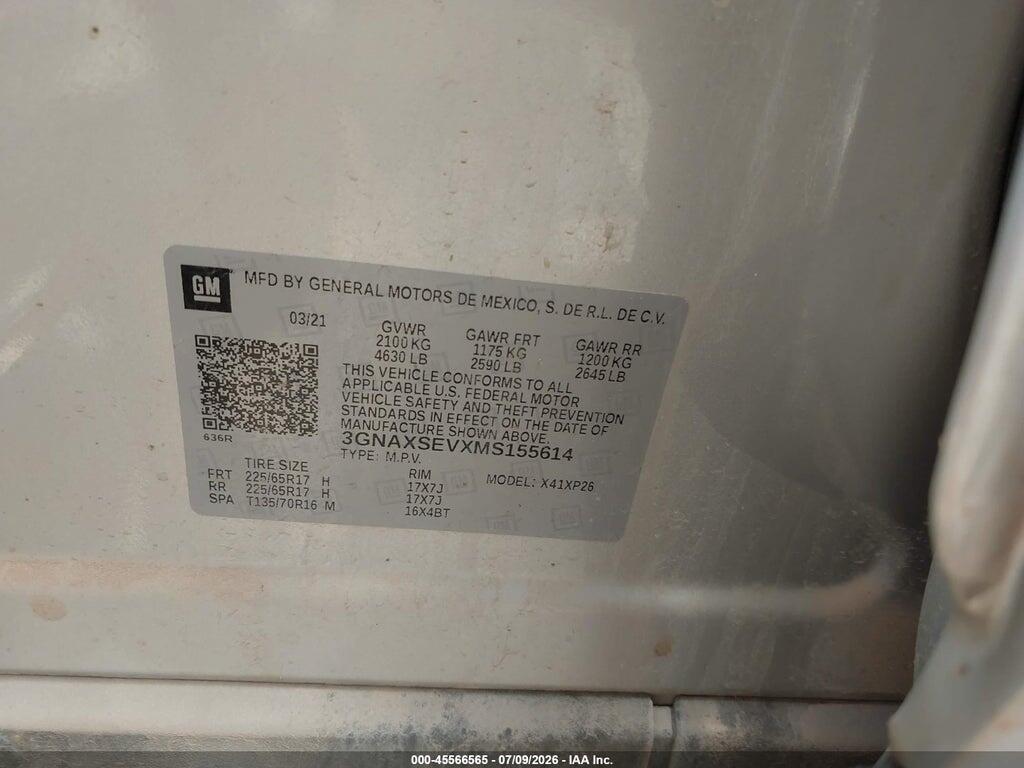 3GNAXSEVXMS155614 2021 CHEVROLET EQUINOX photo no. 9