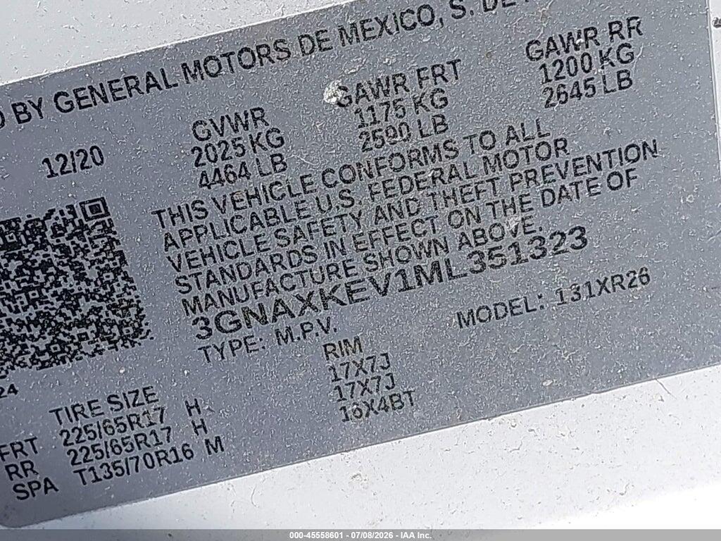 3GNAXKEV1ML351323 2021 CHEVROLET EQUINOX photo no. 9