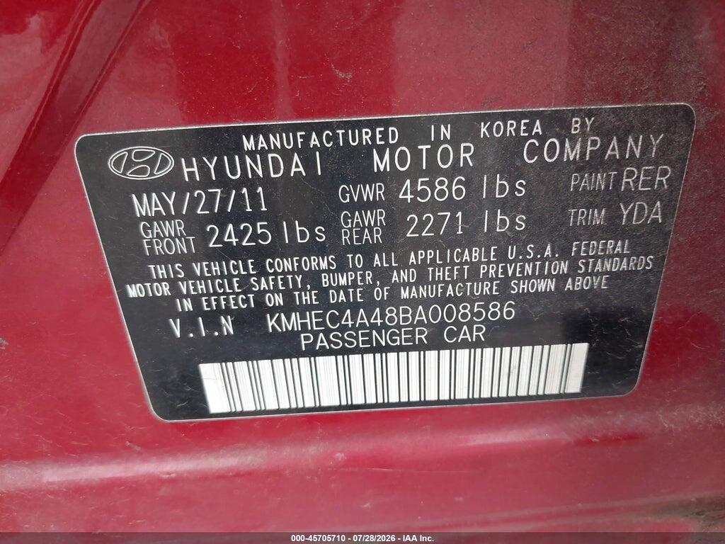 KMHEC4A48BA008586 2011 HYUNDAI SONATA HYBRID photo no. 9